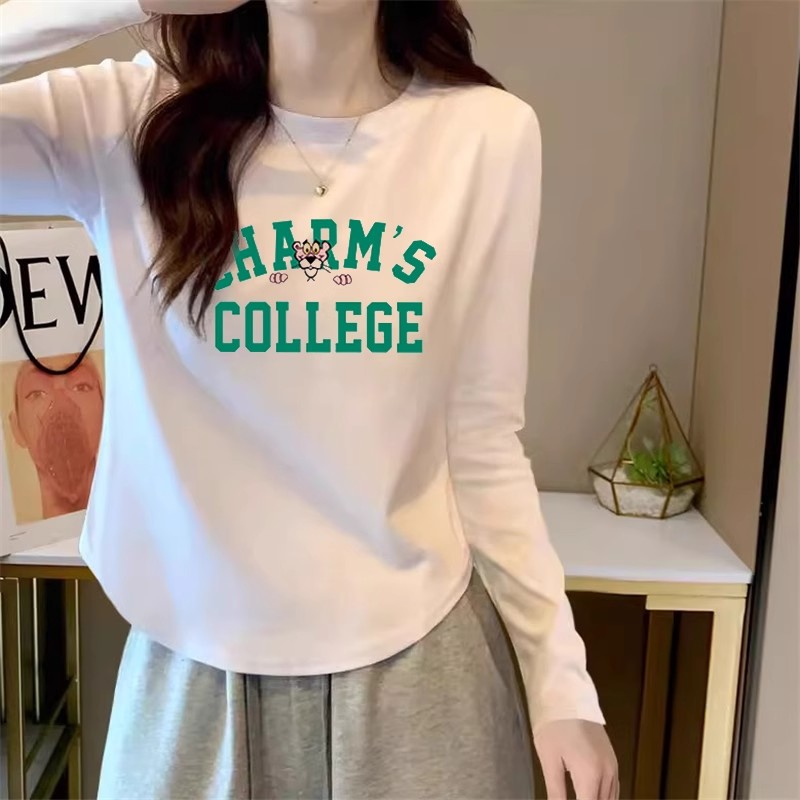 甜辣風德絨加絨加厚上衣服秋冬季女款正肩圓領短款t恤打底衫