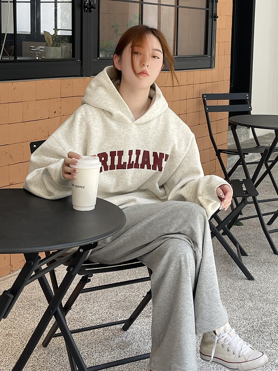 Official picture of Chinese cotton composite thin 310g/plus velvet 410g autumn and winter sweatshirt for women with print