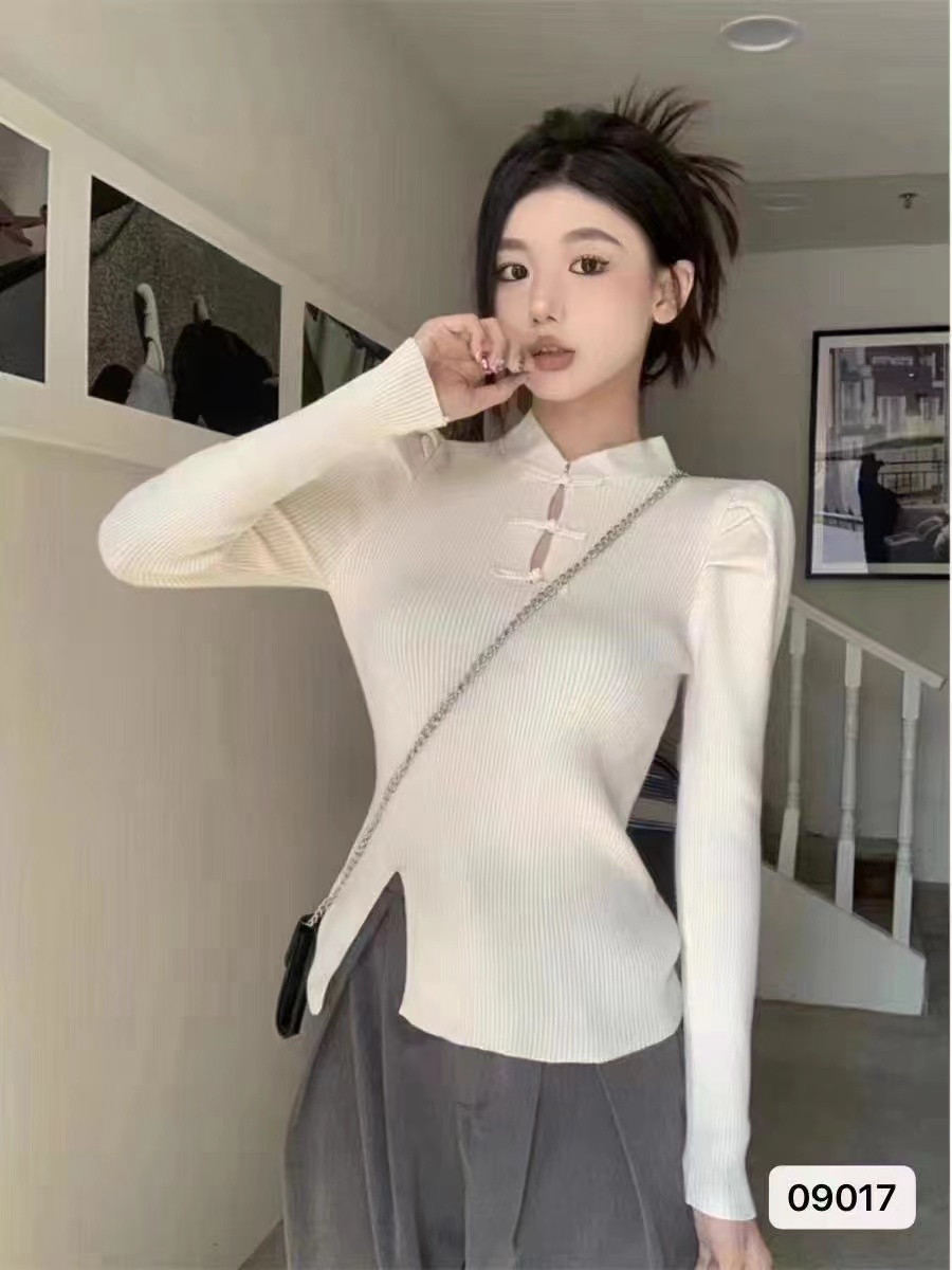 設計感v領超好看針織衫女裝秋季2023新款小個子歐貨漂亮時尚上衣