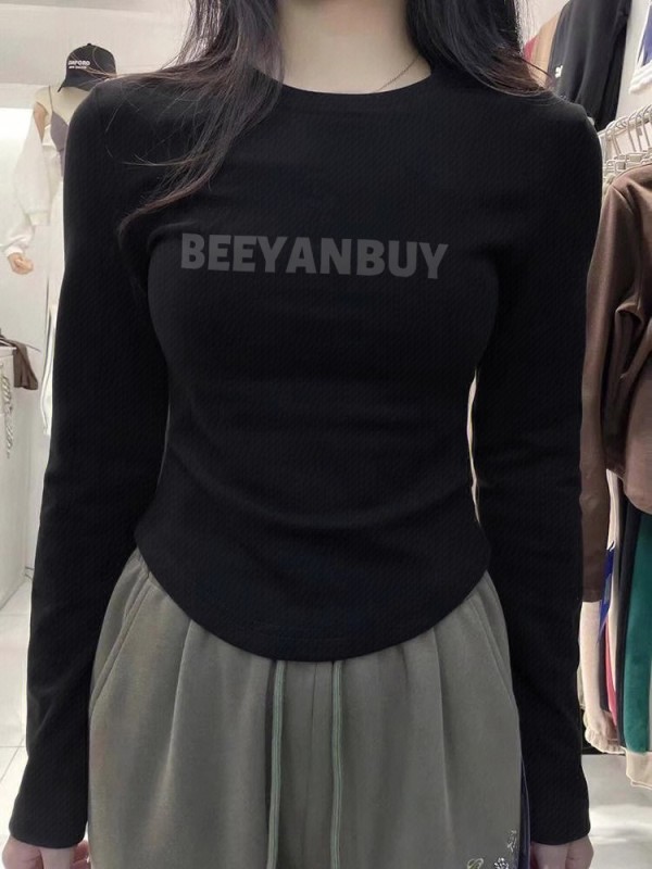 杏色德絨打底衫女秋冬新款修身疊穿磨毛內搭長袖T恤短款上衣