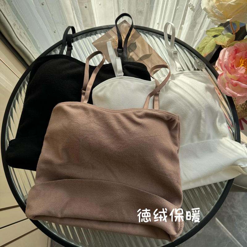 實拍秋冬韓版內搭吊帶背心女加絨加厚保暖打底衫無袖上衣
