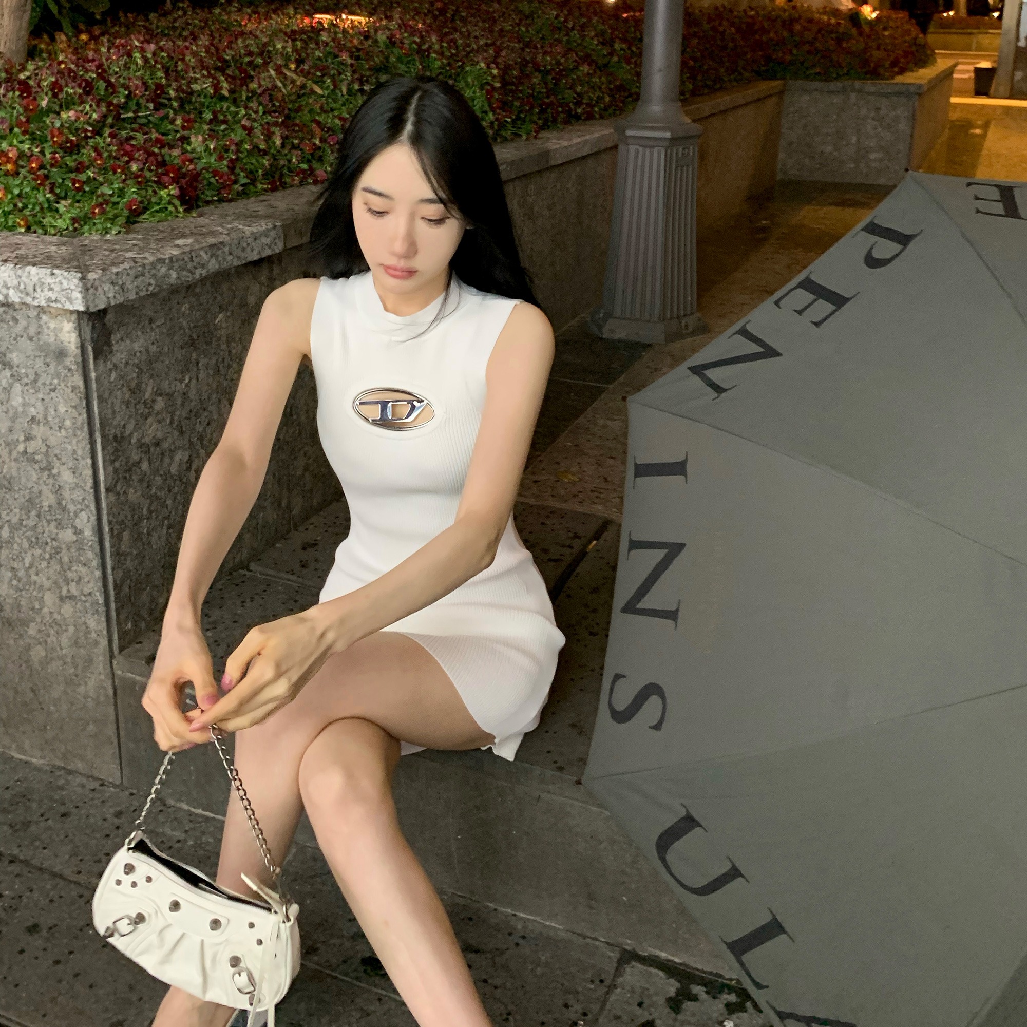 2023年新款時尚百搭夏季針織辣妹背心修身性感氣質包臀連衣裙女裝