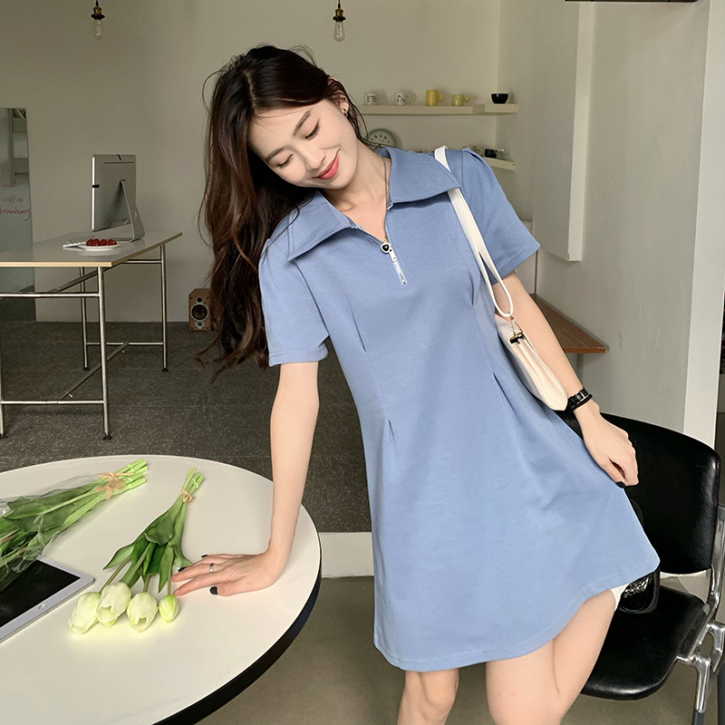 polo連衣裙女小個子夏季新款收腰顯瘦休閒襯衫裙