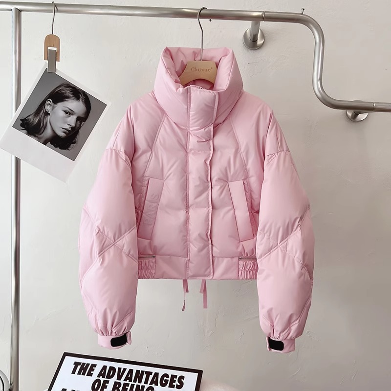 Cotton jacket for women in winter 2023 new style petite short style niche fashionable style thickened stand collar jacket
