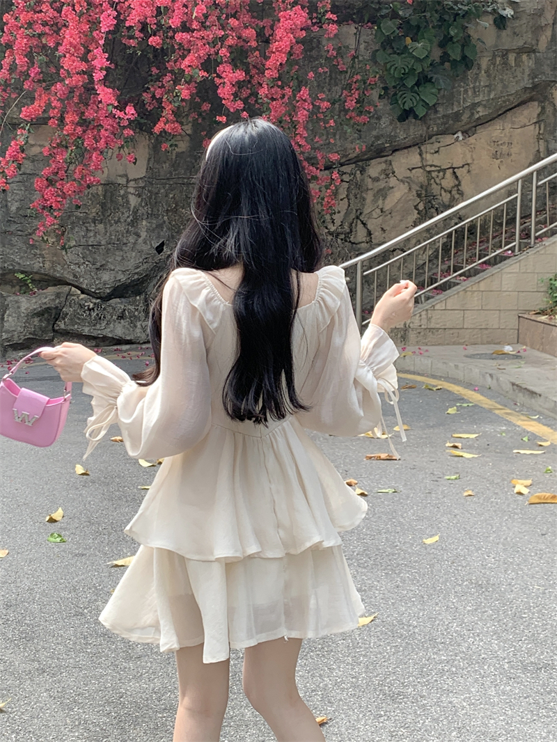 茶歇法式高級感氣質連衣裙女夏裝抹胸小香風小白裙甜美仙女公主裙