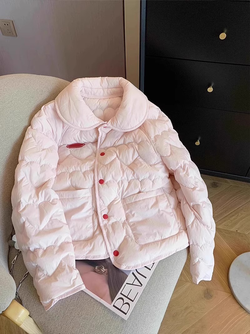 Korean style gentle style love lapel cotton coat autumn and winter sweet and high-end light quilted jacket
