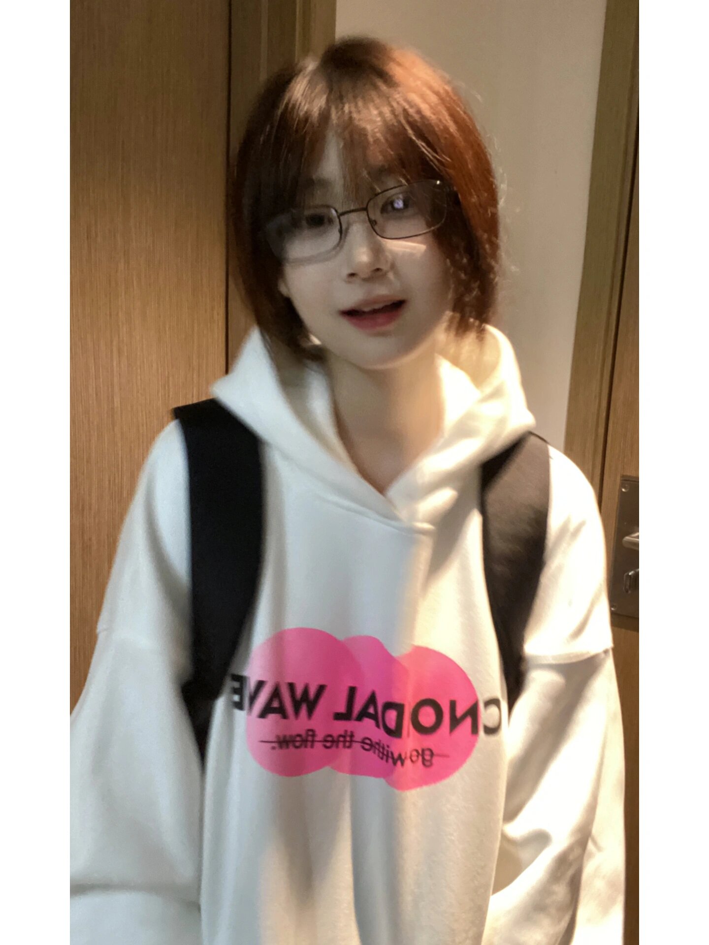 白色連帽衛衣女oversize冬季國潮美式字母印花寬鬆長袖加絨上衣潮
