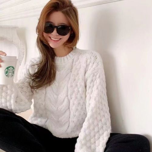 Japanese retro soft waxy sweater for women in spring, autumn and winter, high-end niche, gentle and lazy style, pullover knitted top for outerwear