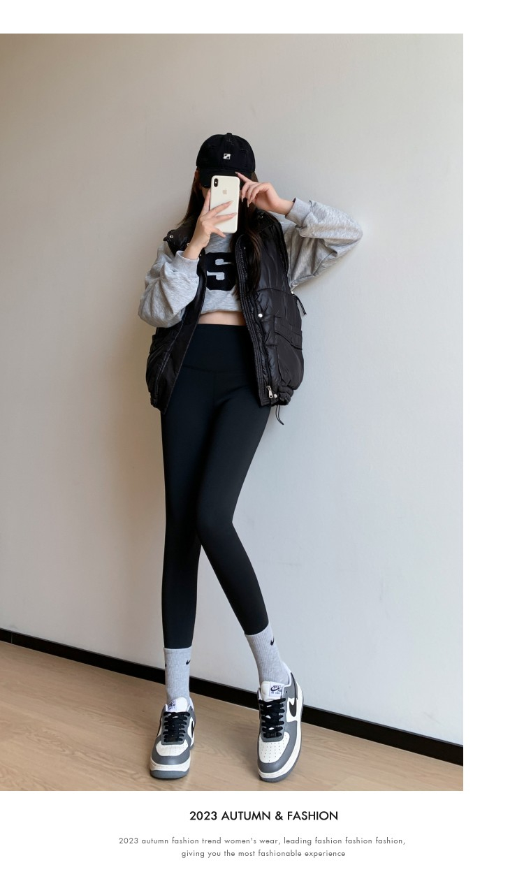 Official photo#Ao Li velvet plus velvet thickened shark pants Barbie pants women's tight tummy control butt lifting leggings