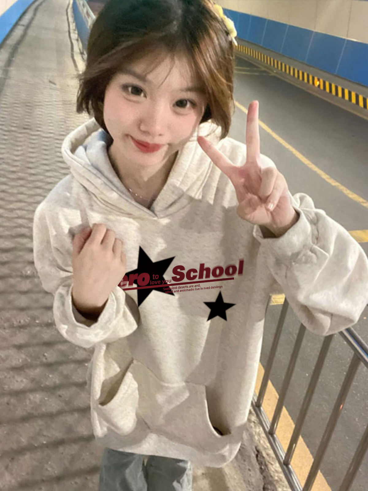 美式復古hiphop連帽衛衣女2023新款秋冬寬鬆小眾潮牌加絨加厚外套