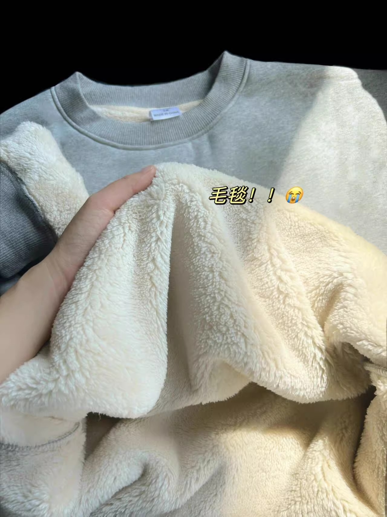 羊羔絨衛衣女款冬季加厚東北抗寒打底衫圓領內搭無帽外套