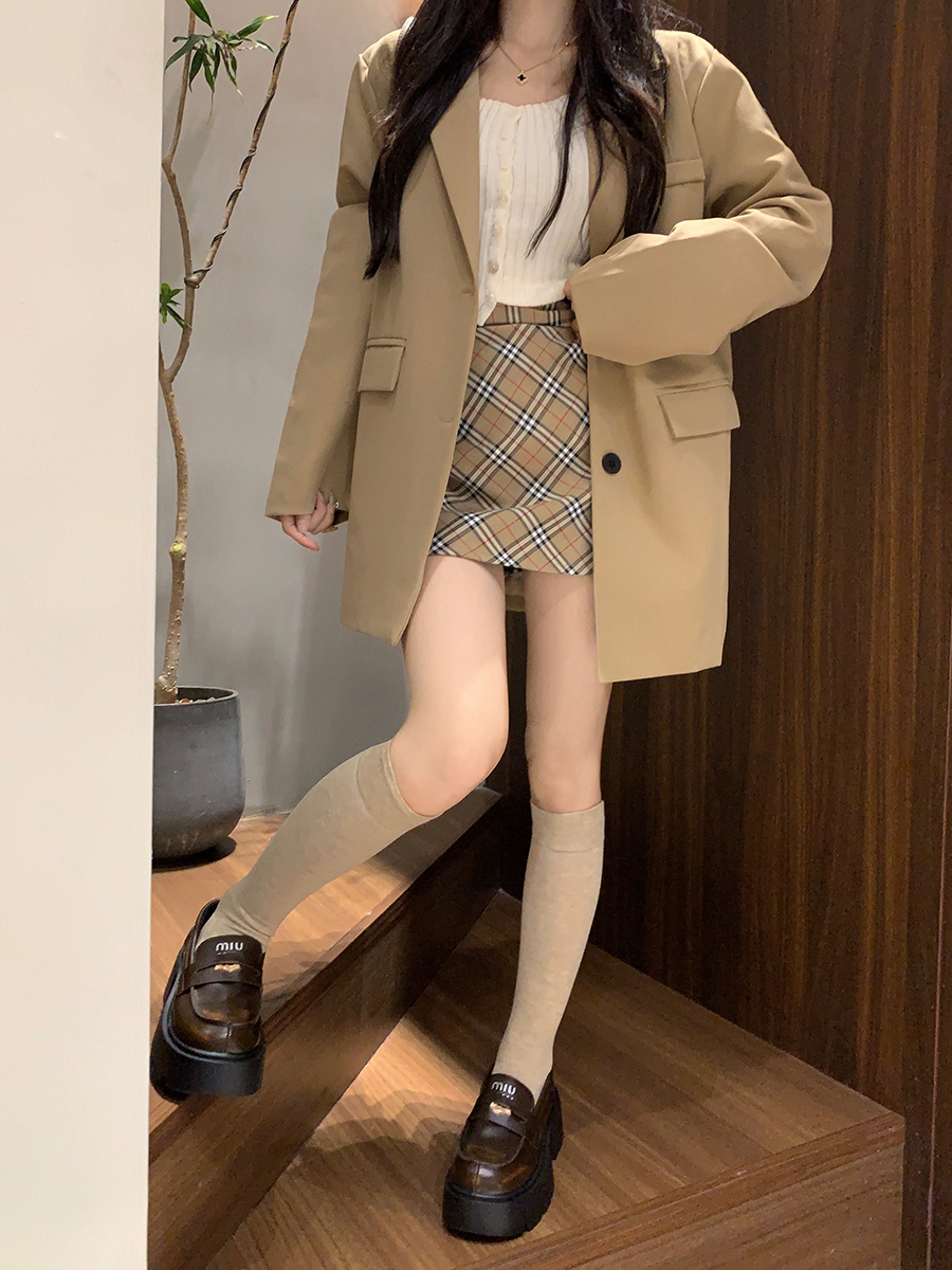 Real shot of autumn and winter new high-end loose suit jacket for women, simple fashionable jacket for women