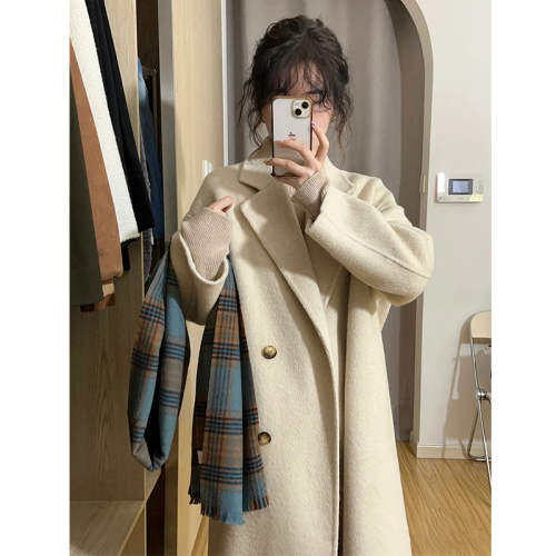 High-end coat women's autumn and winter woolen coat 2023 new style small fragrant Korean style mid-length thickened