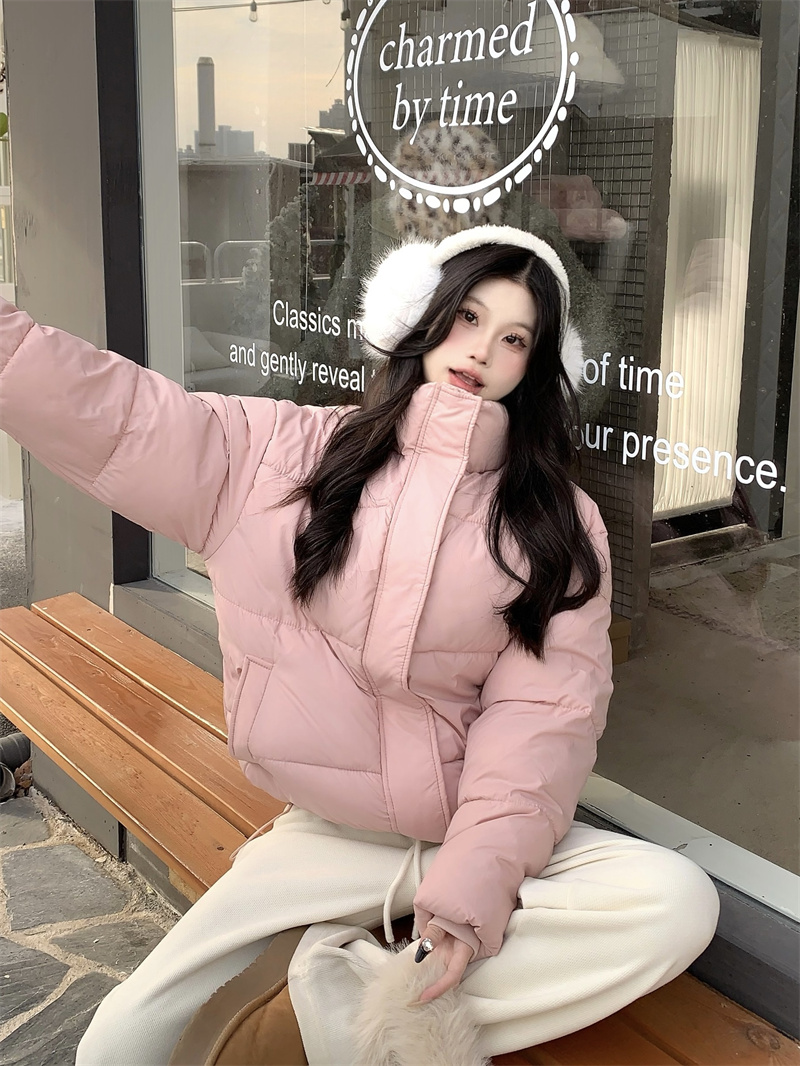 Actual shot of new winter milk fufu cotton stand collar thickened warm bread coat for women