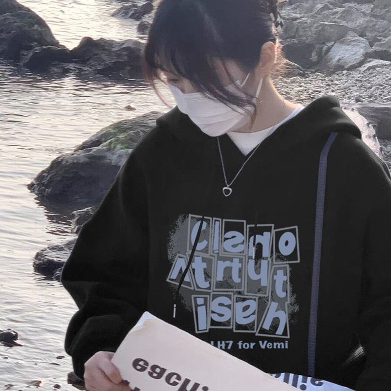 美式oversize連帽衛衣女學生新款秋冬加絨韓版原宿bf風寬鬆外套潮