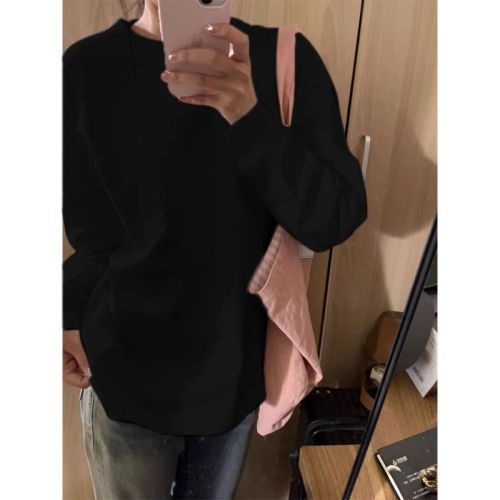 Official picture 95 cotton 5 spandex 2024 spring and autumn Korean version new bamboo cotton long-sleeved T-shirt for women loose