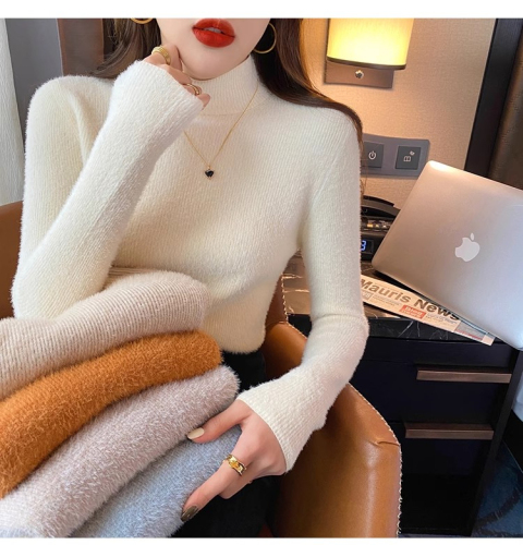 All-in-one mink velvet half turtleneck with new velvet and thickened bottoming sweater and sweater