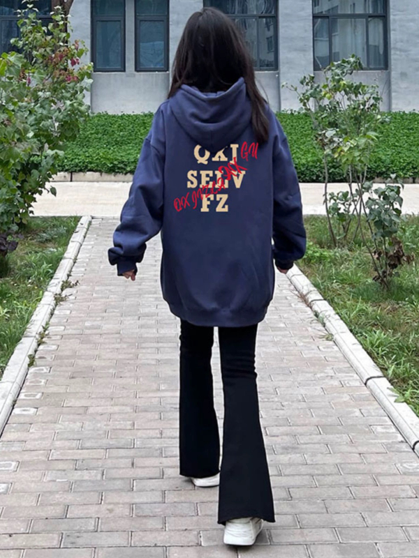 寬鬆oversize高級感美式高街多巴胺印花上衣冬季加絨加厚連帽衛衣