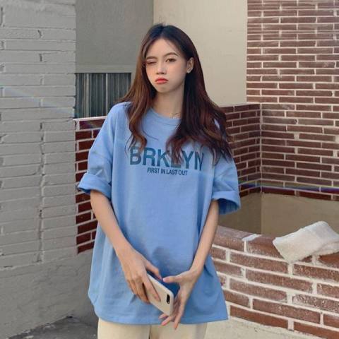 韓版新款chic內搭外穿字母印花短袖T恤女裝百搭寬鬆上衣
