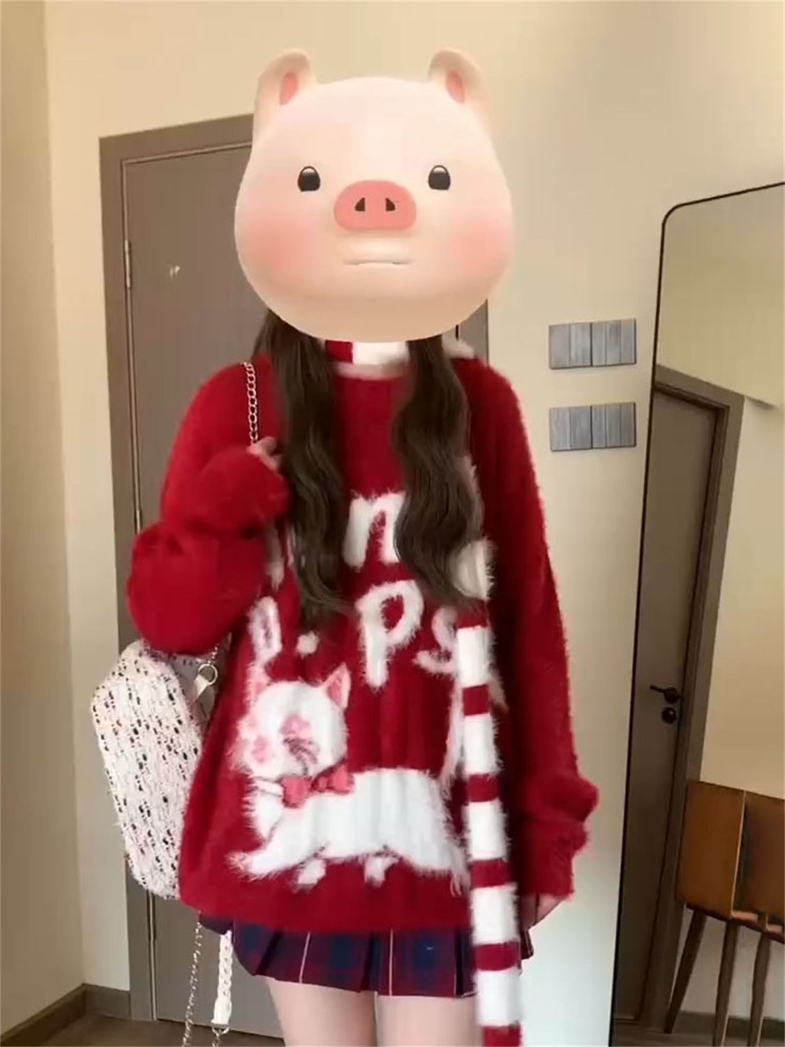 聖誕氛圍感紅色套頭毛衣女學生秋冬新款慵懶風軟糯百搭套頭針織衫