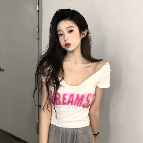 已出貨 26支純棉 短款夏季顯瘦修身洋氣短袖上衣女裝ins潮