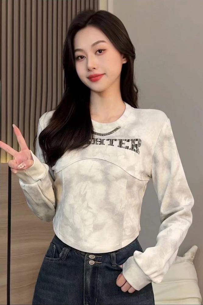 美式復古德絨打底衫女秋冬內搭磨毛長袖t恤設計感正肩短款上衣潮