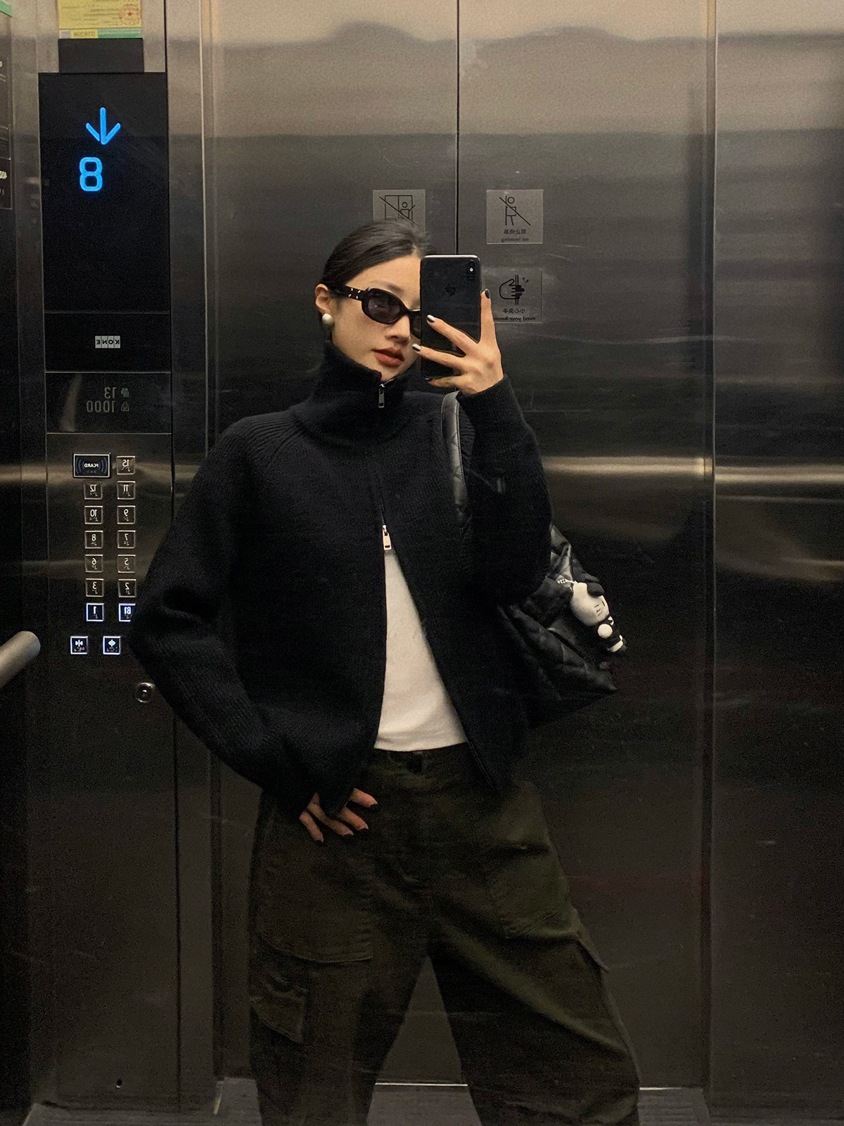 毛衣外套女寬鬆上衣女長袖開衫2023秋冬新款女裝***頭拉鏈針織衫