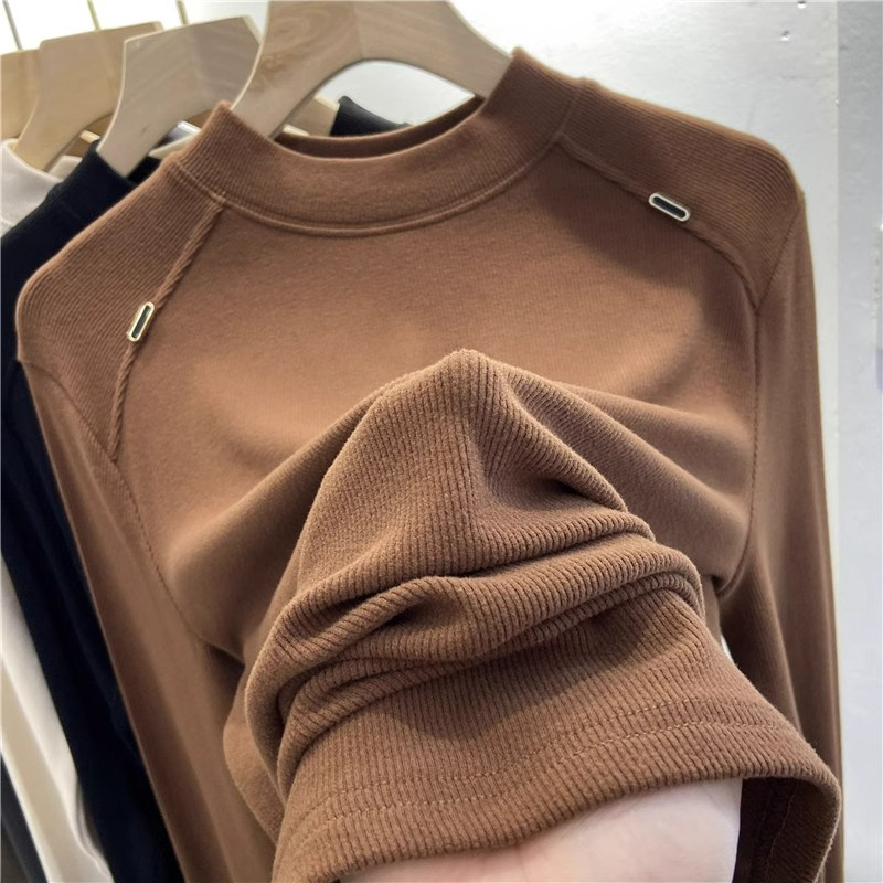 DeRong 2X2 2023 autumn and winter bottoming shirt top threaded long-sleeved T-shirt for women