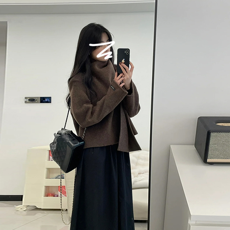 黑色赫本風高級感針織內搭連衣裙子女秋冬小個子2023新款新年長裙