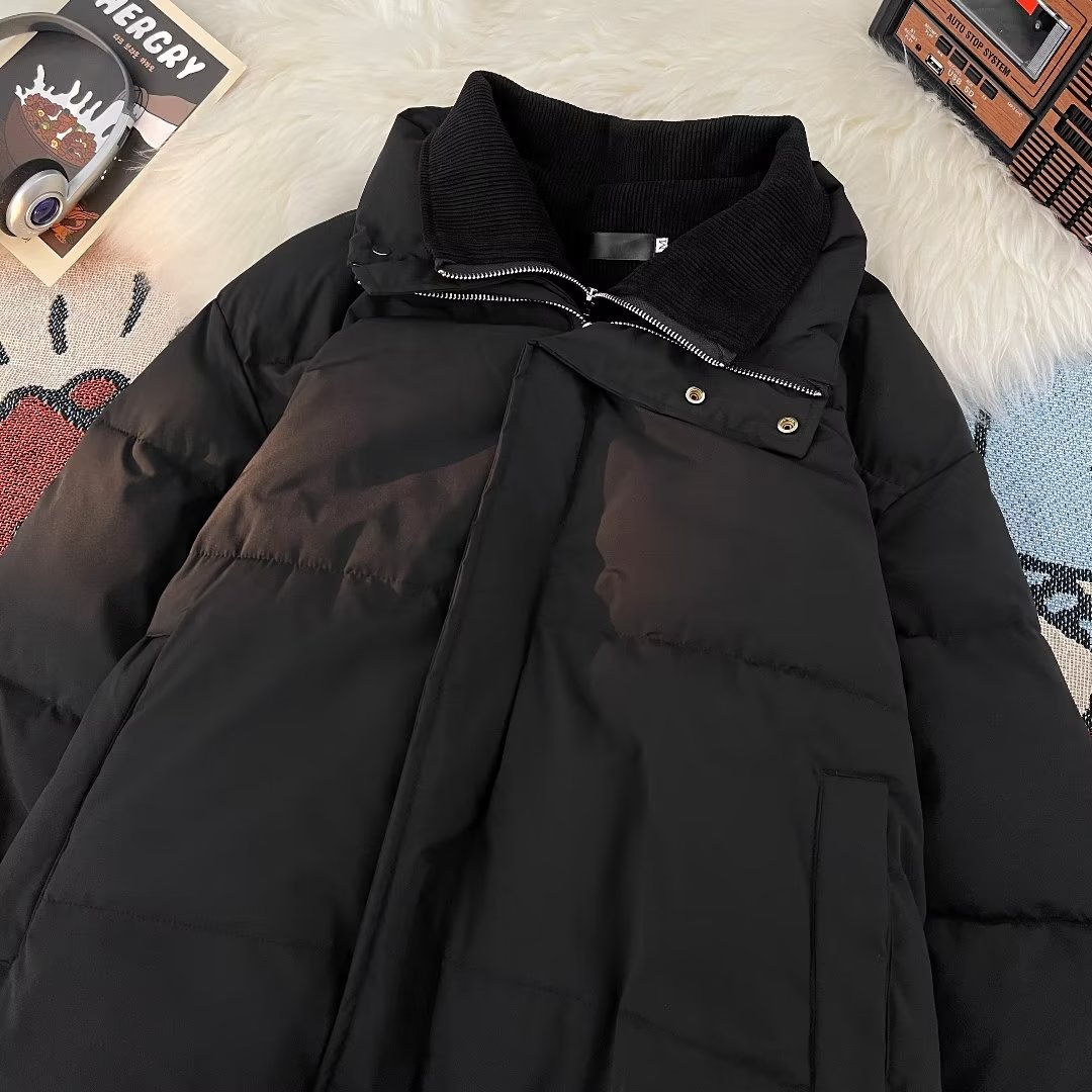 2023 winter holiday two-piece high-end bread-padded jackets for men and women handsome thickened casual warm black cotton-padded jackets