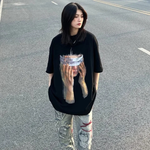 短袖t恤女寬鬆韓版ins潮2024春夏季新款中長款半袖上衣ins潮