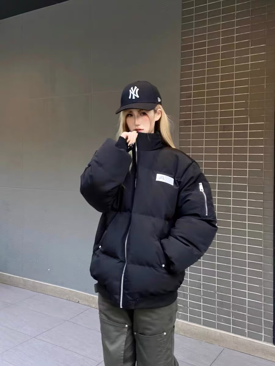 2023 American Letter Embroidered Thickened Cotton Baseball Uniforms for Men and Women Winter Loose Stand Collar Couple Jackets Trendy