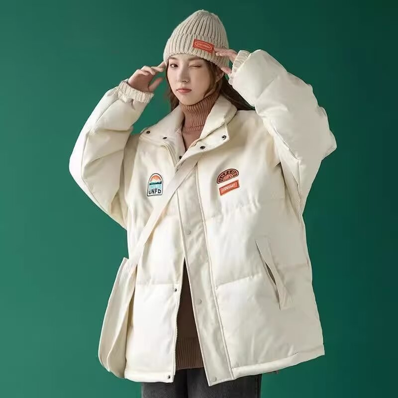 PU leather cotton clothing winter couple cotton clothing student loose cotton jacket female petite short style thickened comfortable and trendy