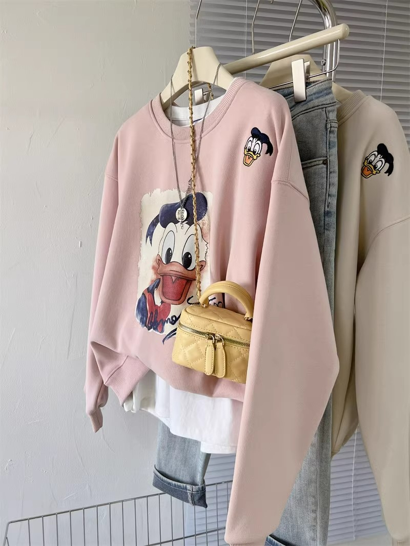 Imitation Chinese Cotton Composite True Super 2023 Autumn and Winter Embroidery Printed Autumn and Winter Plus Velvet Thickened Loose Women
