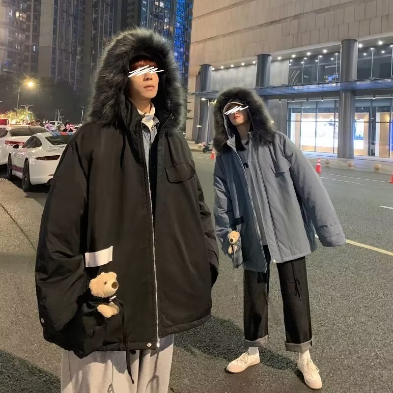 Hooded cotton coat for men and women, new winter bread coat, loose and trendy cotton jacket, versatile couple wear, Korean style cotton coat