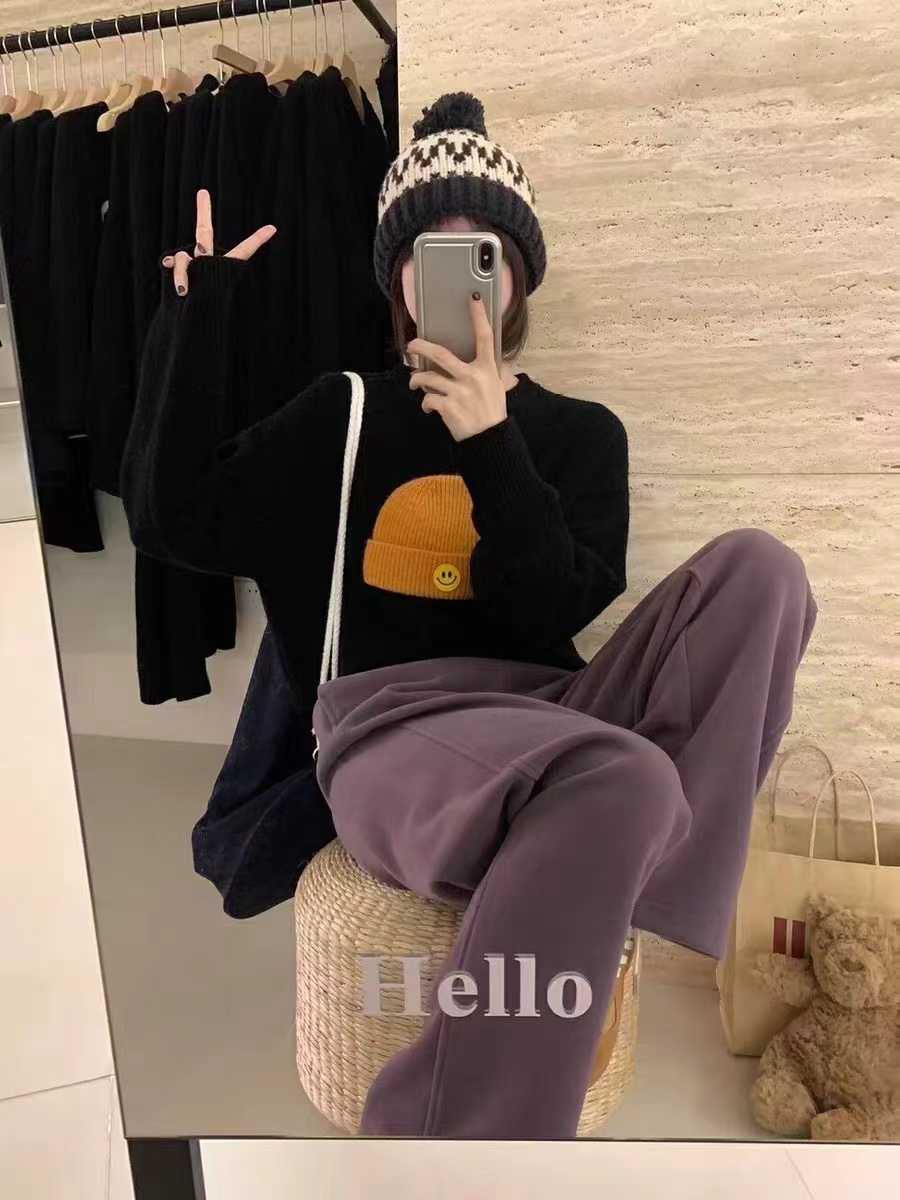 食毛華棉複合銀狐絨400克秋冬薄款厚款圓領毛衣女