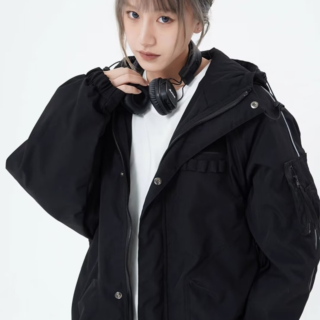 Outdoor workwear, warm cotton coats for men and women, autumn and winter American high street hooded jackets, niche design couple jackets