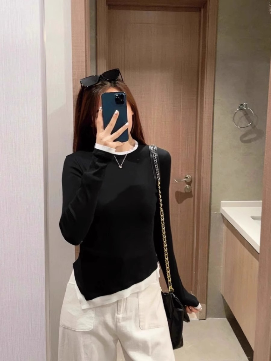 280g threaded German velvet 2023 winter new Korean style irregular slit top