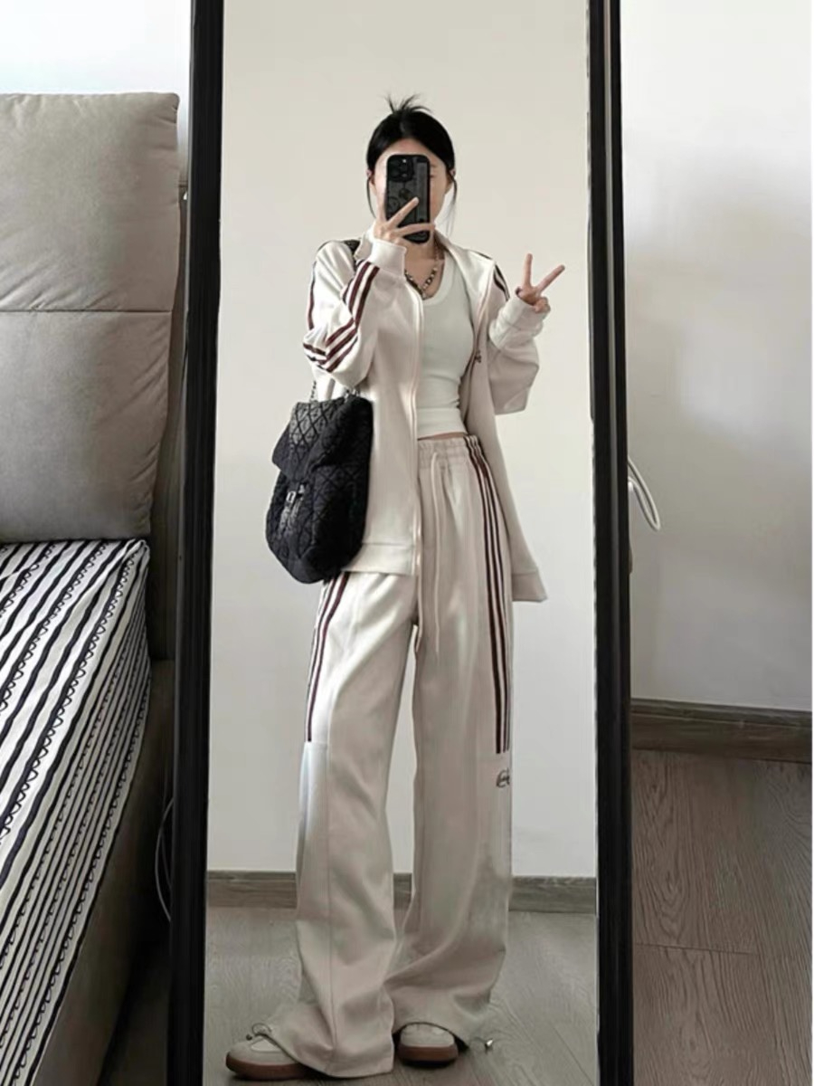 麂皮複合銀狐絨運動服套裝女秋冬兩件套