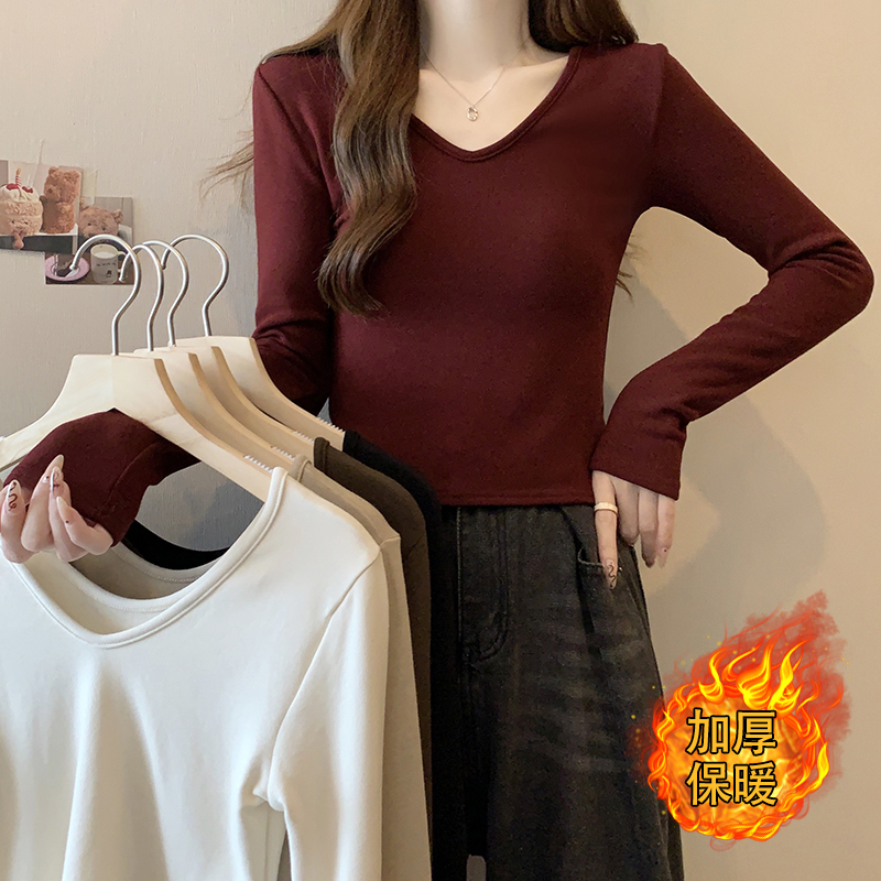 Actual shot of 2024 spring new fat mm hot girl printing thickened warm slim fit shoulder short bottoming shirt T-shirt