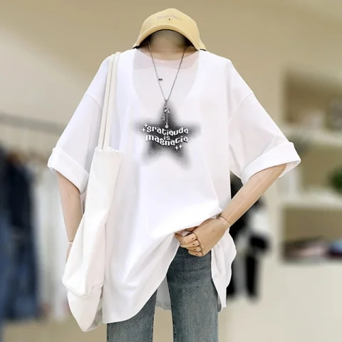 短袖t恤女寬鬆韓版ins潮2024春夏季新款中長款半袖上衣ins潮