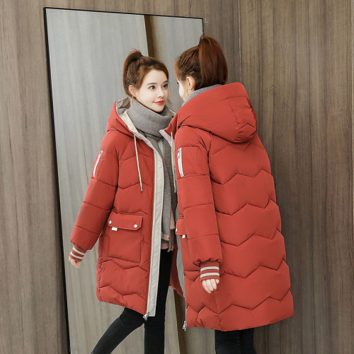 Actual shot of 2023 new winter Korean style large size coats, women's medium-length loose cotton coats, fat mm student cotton coats