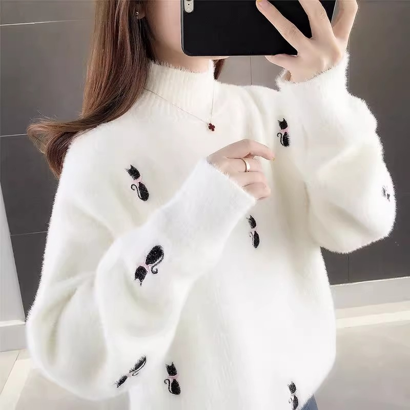 半高領毛衣女裝秋冬2023新款韓版寬鬆內搭針織打底衫保暖上衣