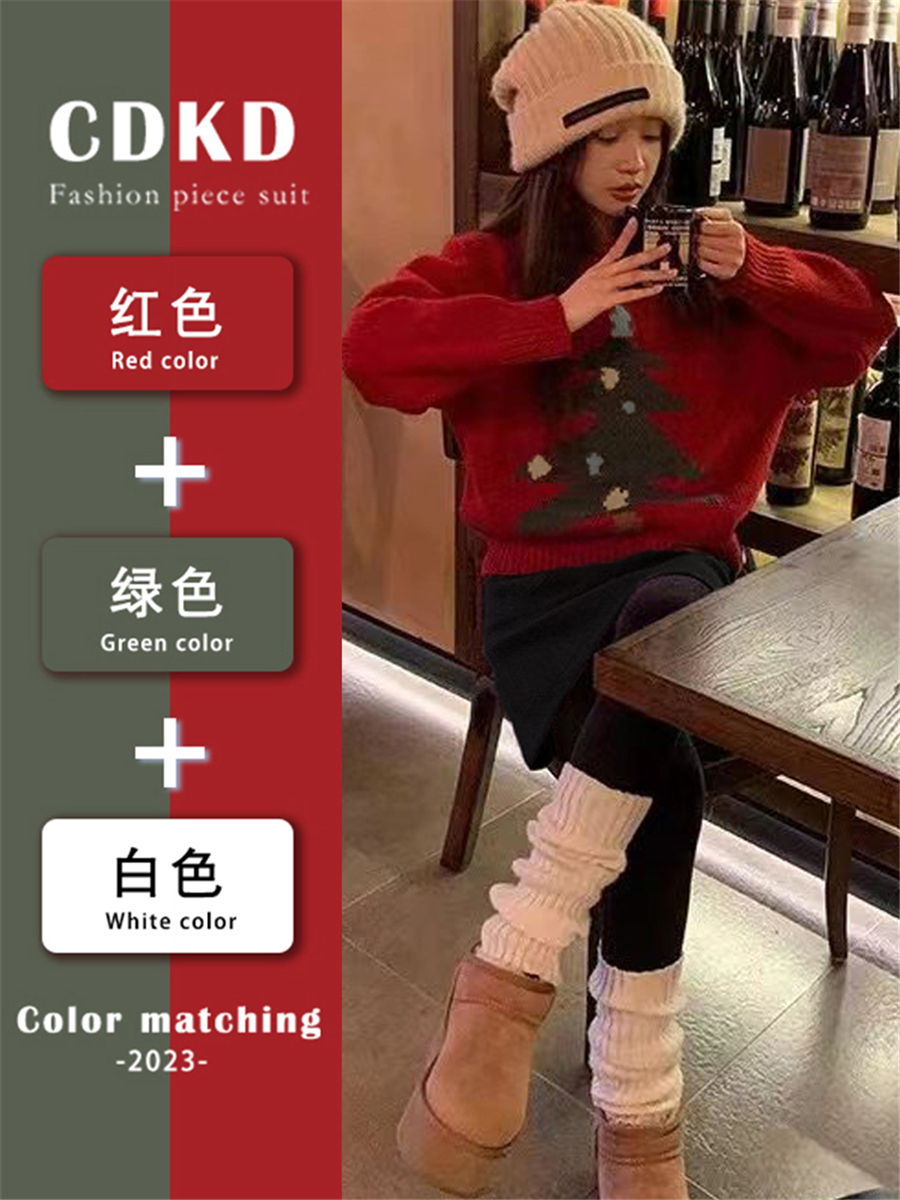 聖誕戰袍連衣裙女2023新款秋冬季本命年龍年港風復古穿搭紅色套裝