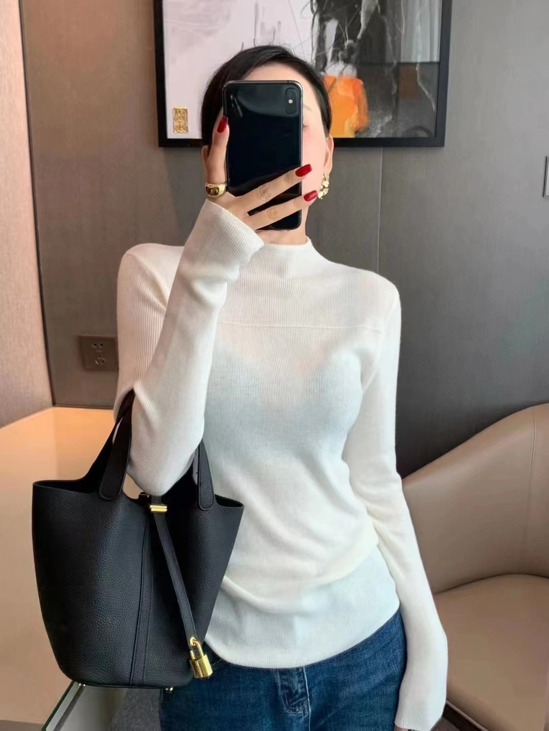 半高領羊毛針織衫女歐洲站早秋新品套頭百搭長袖修身打底衫潮
