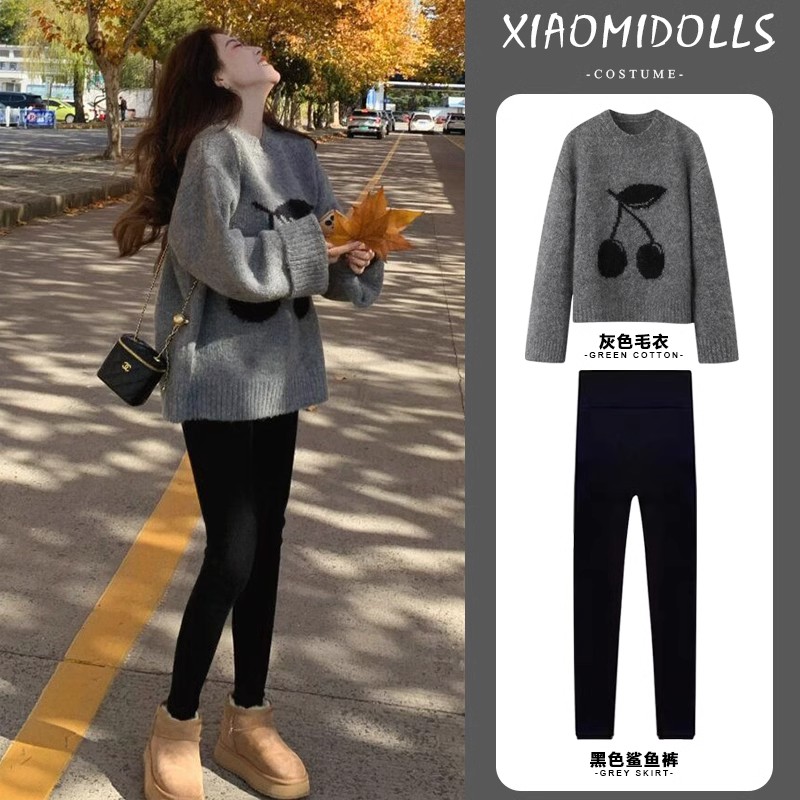 秋冬裝2023新款搭配一整套梨型身材小個子網紅炸街兩件套裝女