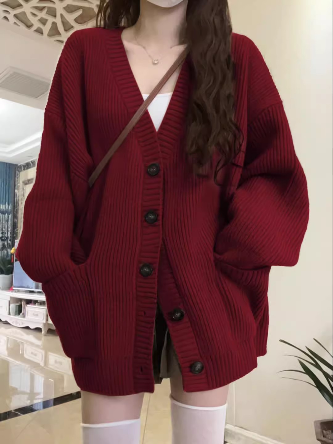 紅色本命年毛衣外套百褶裙兩件套秋冬復古慵懶針織洋氣聖誕套裝