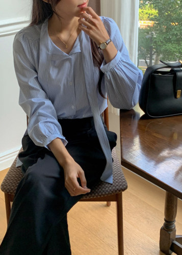 chic 春秋韩版时尚小众领带系带单排扣休闲百搭衬衫上衣