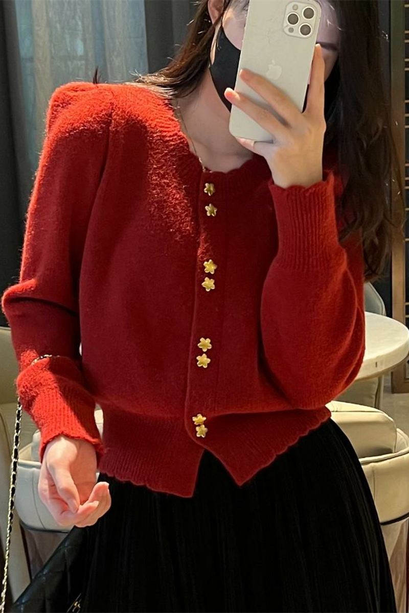秋冬季女新款龍年本命年衣服法式軟糯紅色毛衣半身裙顯瘦兩件套裝