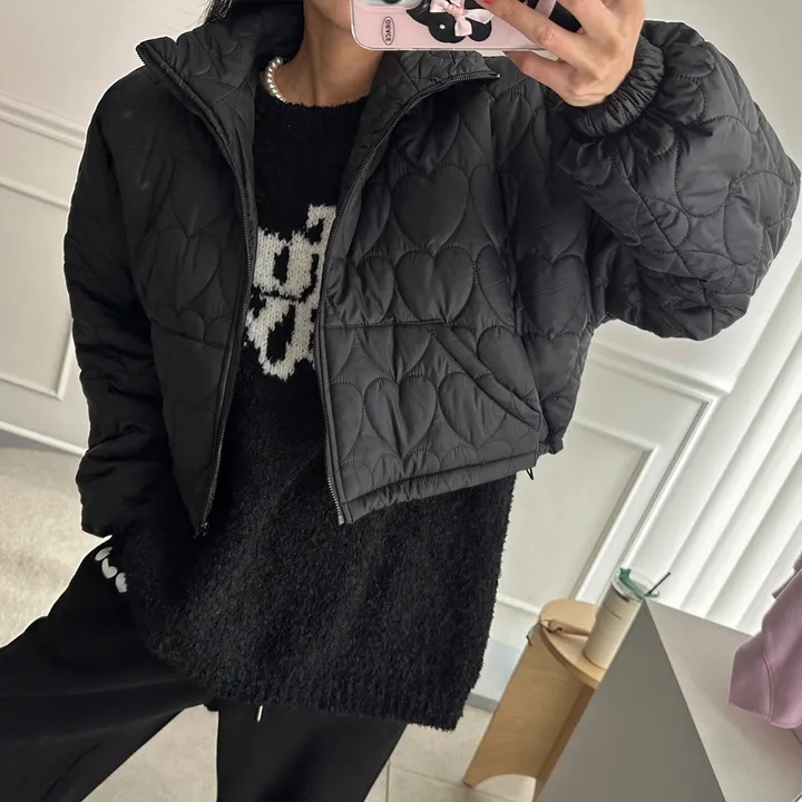 Korean autumn and winter new age-reducing love sweet high-neck drawstring short lantern sleeve cotton-padded jacket